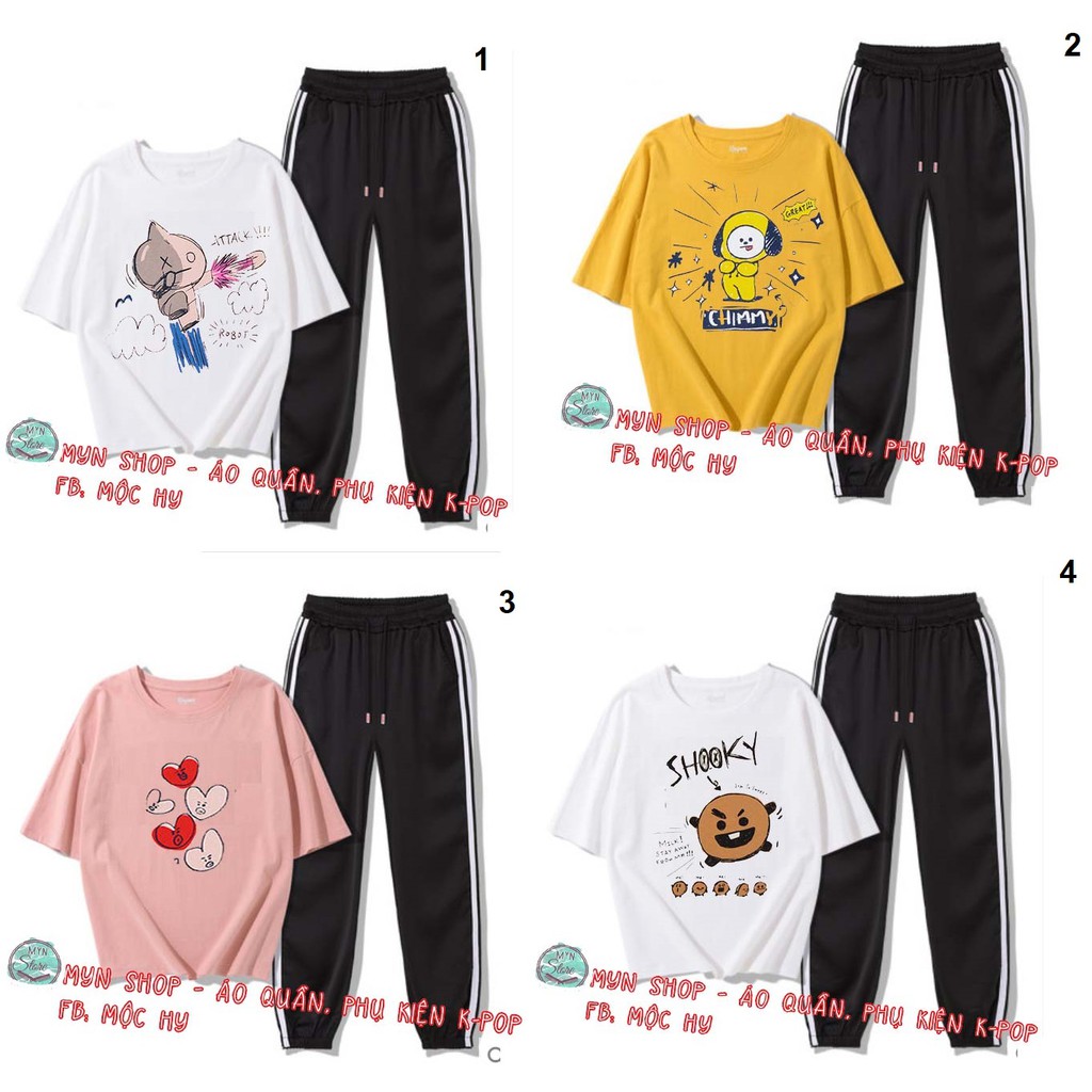 SET ĐỒ BTS - SET BT21 TATA, MANG, COOKY, SHOOKY, KOYA, RJ, VAN, CHIMMY - SET ÁO THUN