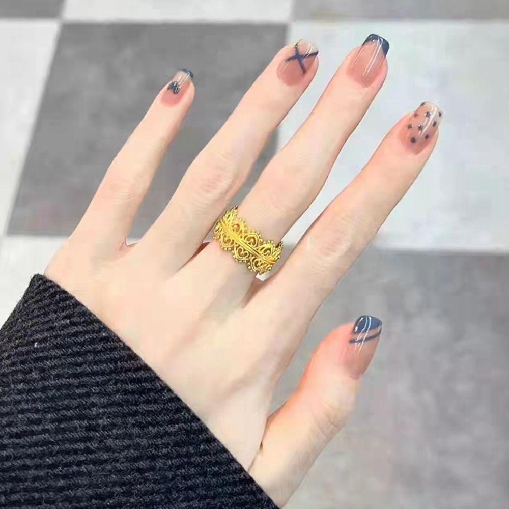 Hộp 24 Móng Tay Giả Ngắn / Tròn / Vuông Che Phủ Toàn Diện