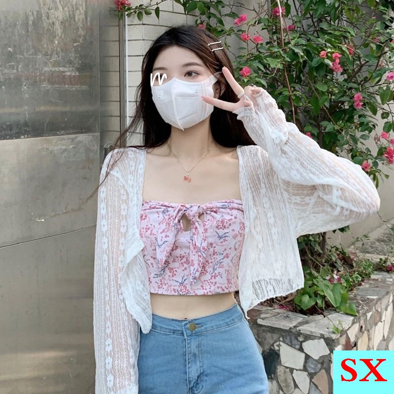 Áo Khoác Cardigan Ren Lỗ Phong Cách Phương Tây Thời Trang Mùa Hè Hàng Mới Dành Cho Bạn Nữ Mặc Ngoài Váy