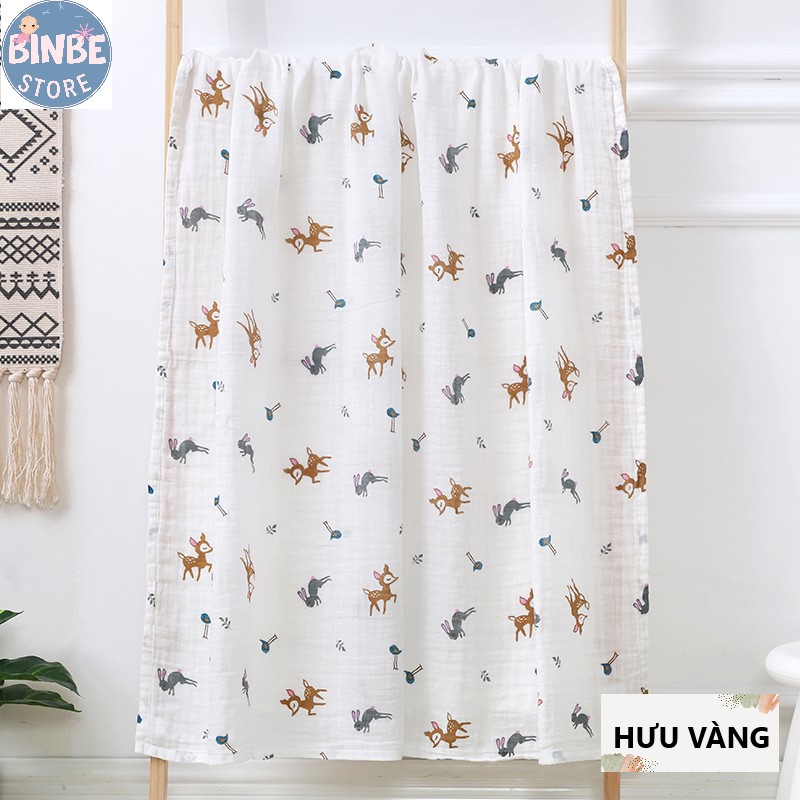 Khăn tắm cho bé, Khăn quấn bé sơ sinh Muslin đa năng size 110*120 mềm mại, thấm nước tốt