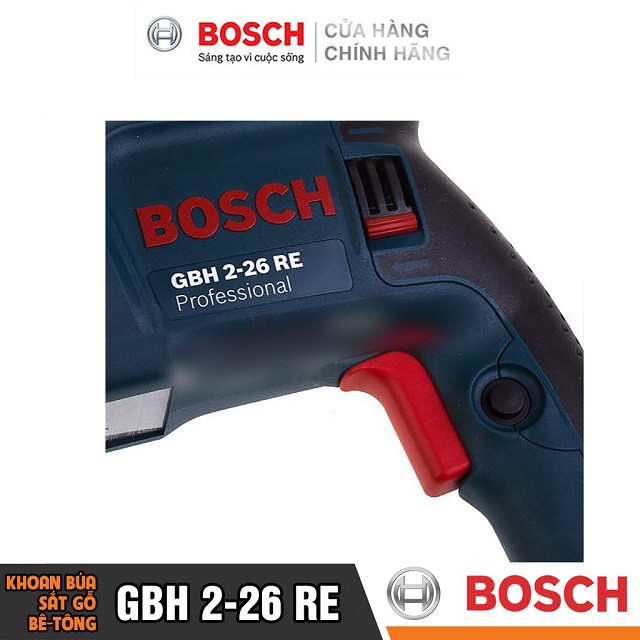 [CHÍNH HÃNG] Máy Khoan Búa Bosch GBH 2-26 RE (26MM-800W) - Chuyên Khoan Bê Tông, Giá Đại Lý Cấp 1, Bảo Hành Toàn Quốc