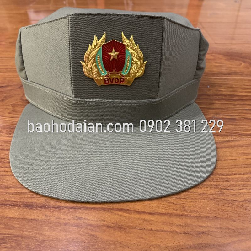 Mũ bảo vệ dân phố 3 cạnh kèm sao (màu cỏ úa)