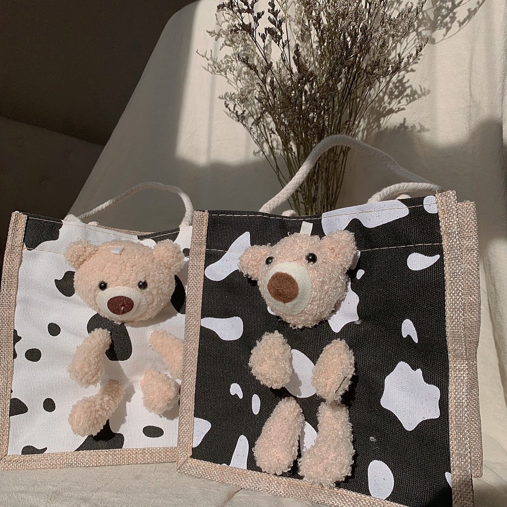 Túi cói đính gấu Teddy Bear dễ thương LittleThings