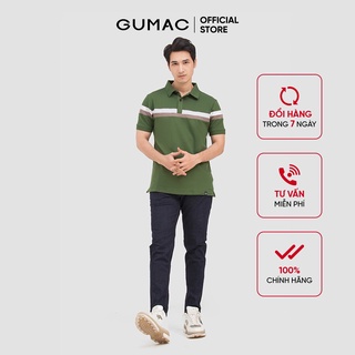 Áo polo nam phối sọc GUMAC form basic, năng động ATNB799