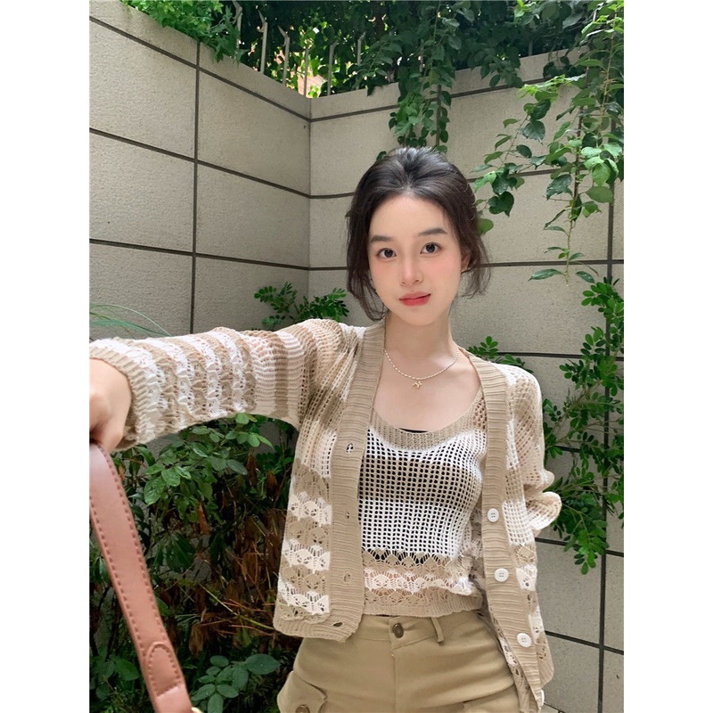 Set Len Lỗ Cặp Kẻ Sọc Tay Dài Hợp Thời Trang Hàng Quảng Châu | Smide Clothing