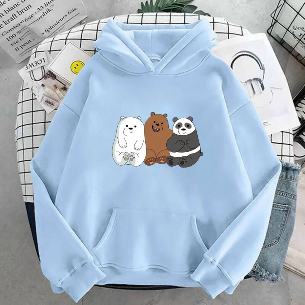 Áo khoác Hoodie form rộng sweater nỉ Ulzzang Form rộng 3 chú gấu Hot trend Thời Trang Thu Đông siêu đẹp