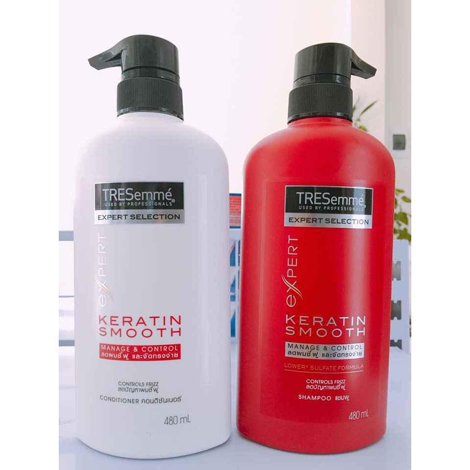 Bộ dầu gội và xả TRESemme Keratin Smooth cho tóc khô xơ 480ml - Hàng Thái