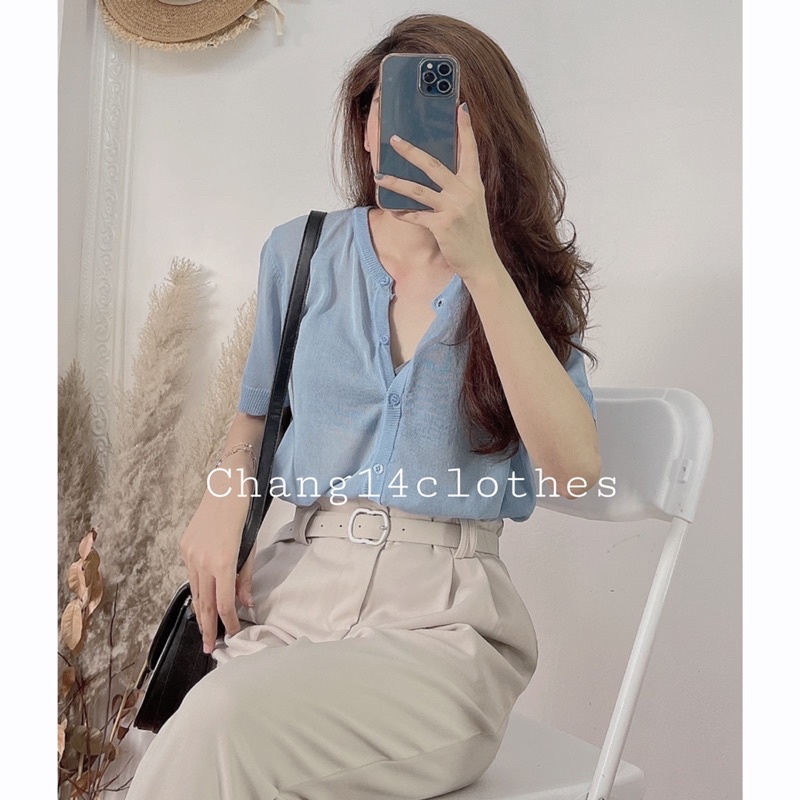 Áo cardigan tay ngăn cổ chữ V thời trang thiết kế mỏng dành cho nữ | BigBuy360 - bigbuy360.vn