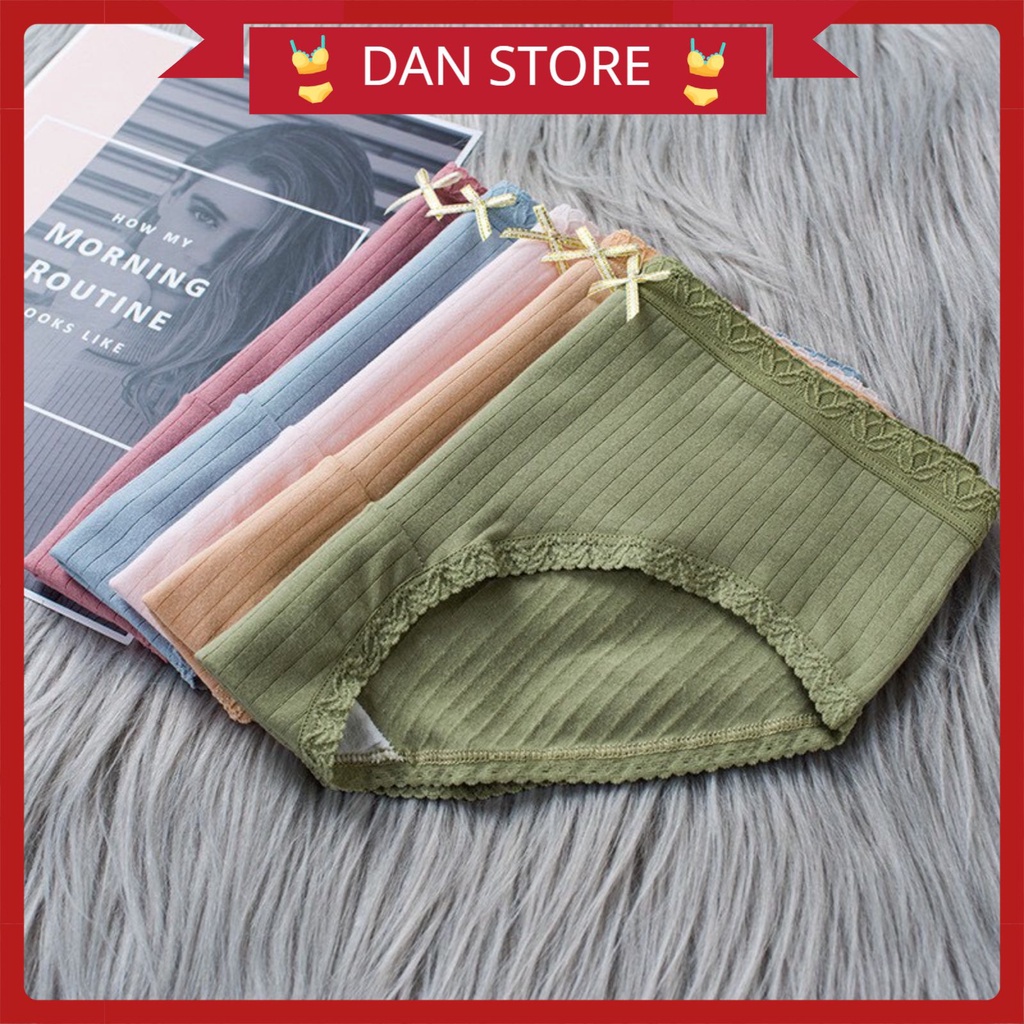 Quần Lót Nữ -  Quần Lót Nữ Cotton gân tăm phối viền ren thiết kế điệu đà thoáng mát DAN STORE MÃ U8