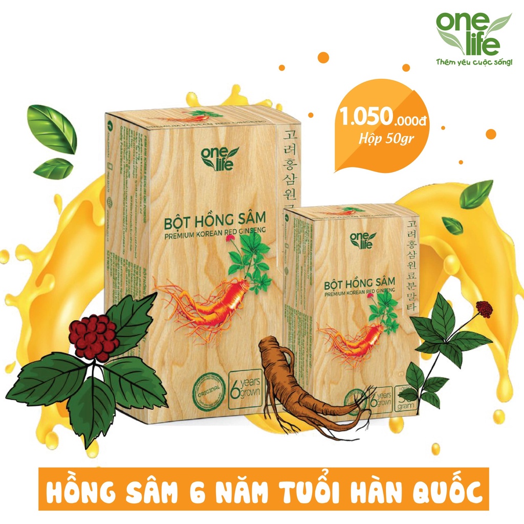 Hộp 25 gói Bột Hồng Sâm Hàn Quốc ONELIFE 6 năm tuổi cao cấp (2gr/ gói)