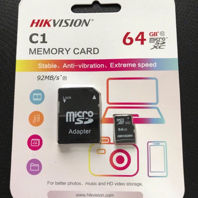 Thẻ nhớ Hikvision 64GB C1 92MB/s - Hàng chính hãng