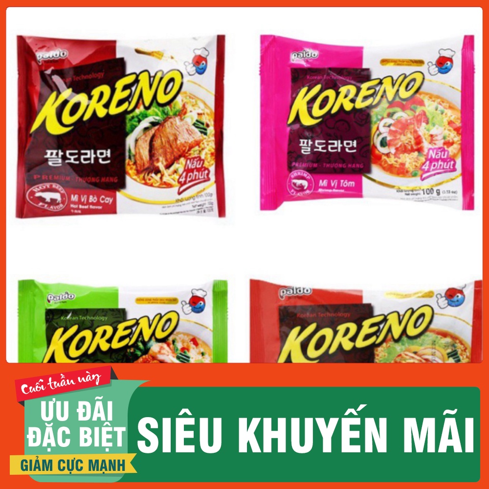MÌ ăn liền KORENO PALDO VỊ GÀ/ KIM CHI/ BÒ CAY/ GÀ HẦM/ TÔM 100G