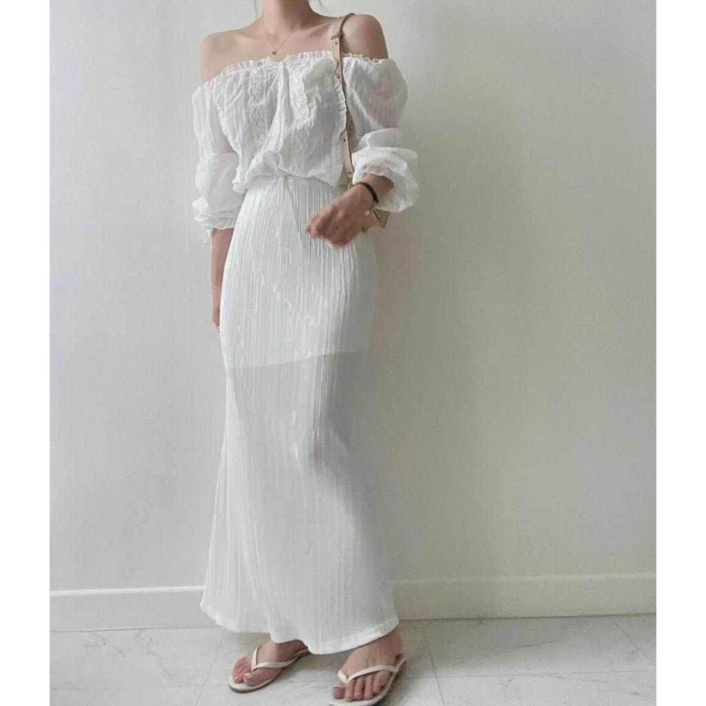 Áo Kiểu Trễ Vai Phối Ren Phong Cách Pháp Thời Trang Mùa Hè 53818