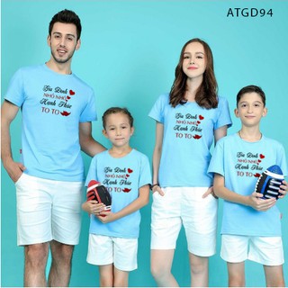 ÁO THUN GIA ĐÌNH IN CHỮ GIA ĐÌNH NHỎ NHỎ HẠNH PHÚC TO TO ĐỦ SIZE ĐỦ MÀU - ATGD94