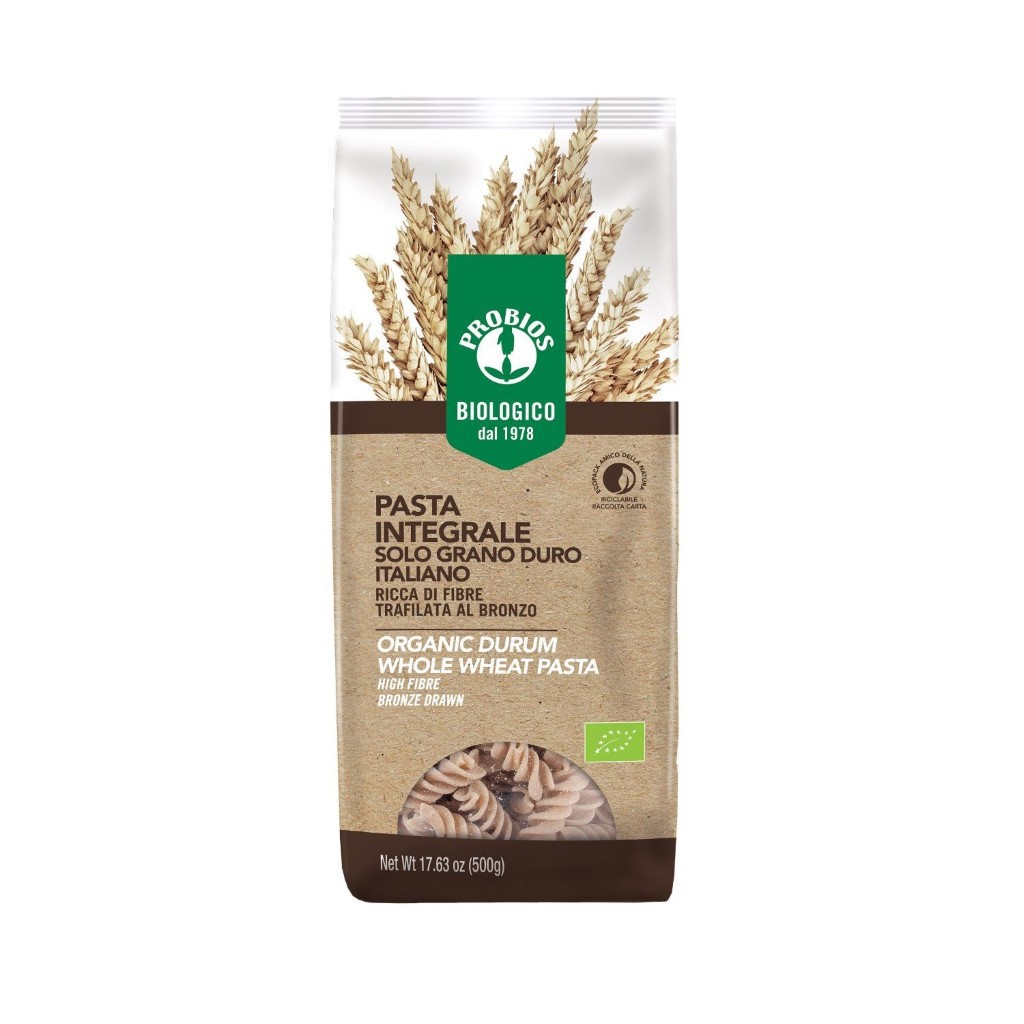 Nui xoắn nguyên cám hữu cơ Probios 500g