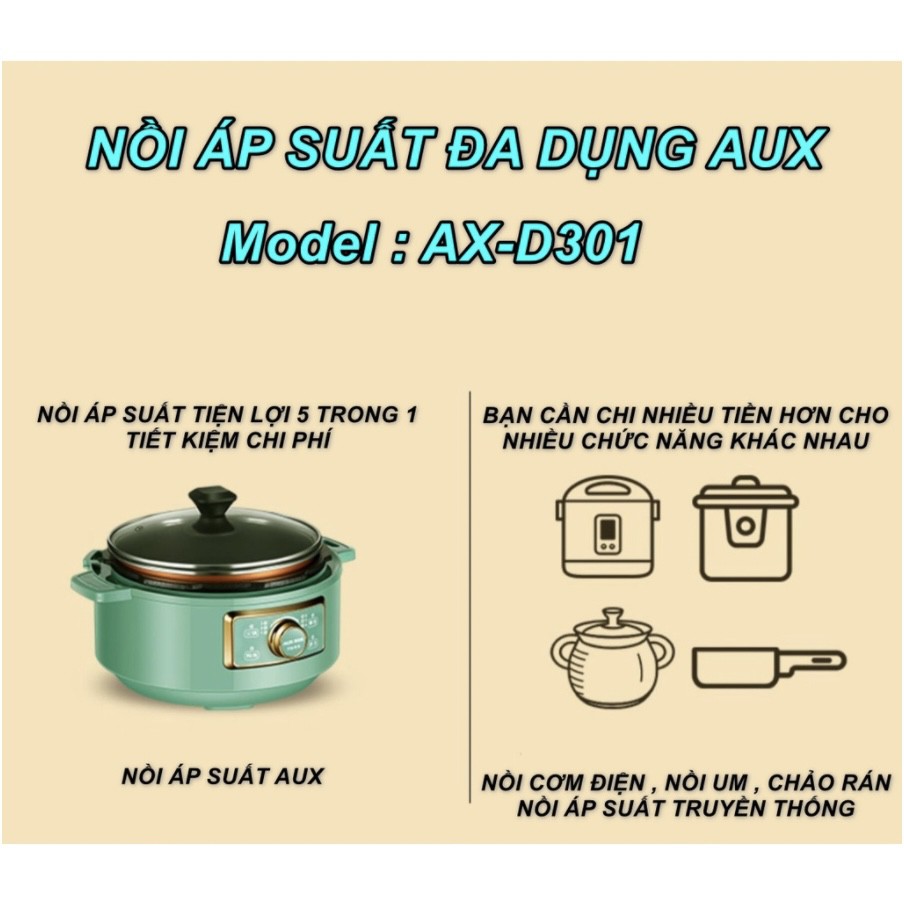 Nồi áp suất đa năng AUX AX-D301 dung tích 3L