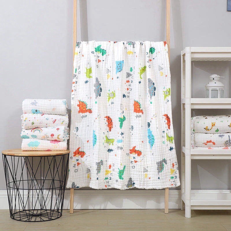 Chăn Hè Cho Bé Cotton Gân Tăm Nhăn Thoáng Mát 6 Lớp Mềm Mại A02