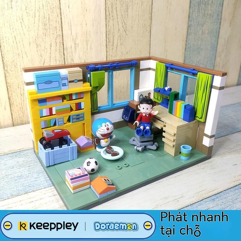 Đôrêmon cảnh cổ điển mô hình xây dựng khối lắp ráp máy thời gian hộp màn hình trong suốt chống bụi