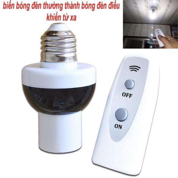 Đui đèn điều khiển từ xa + Tặng kèm remote, Đuôi đèn E27 điều khiển từ xa bằng sóng RF