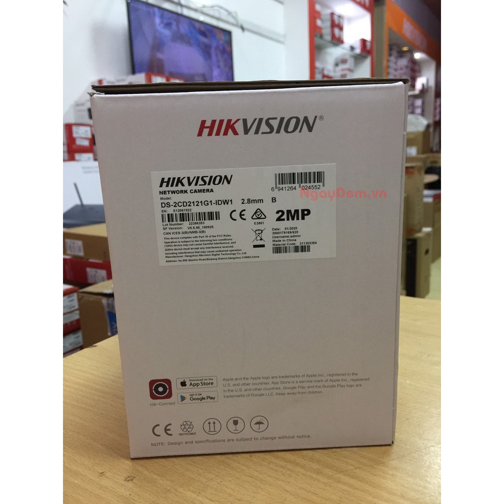 Camera Hikvision Wifi Bán Cầu 2MP IP DS-2CD2121G1-IDW1 HD 1080P - Hàng chính hãng bảo hành 24 tháng-NGAYĐEM.VN [4034]