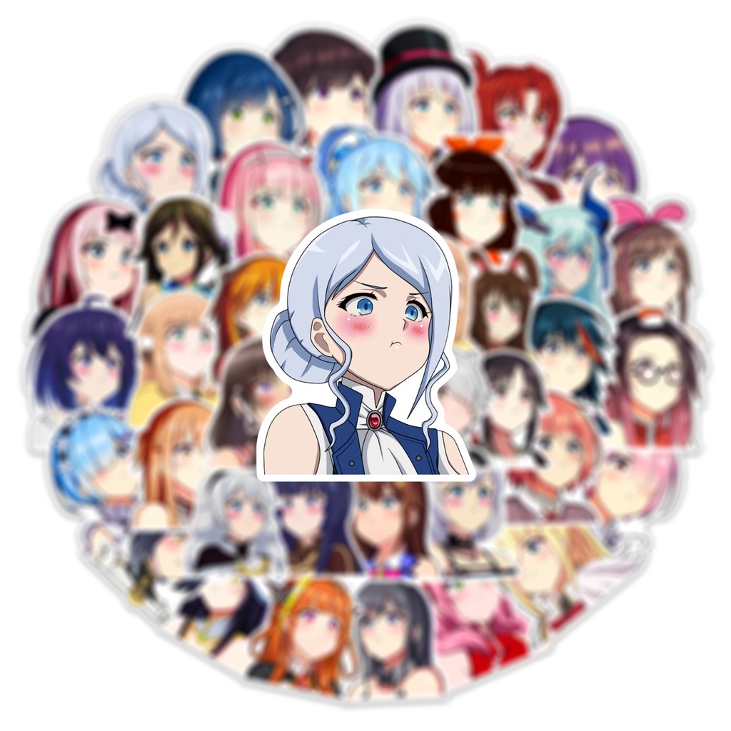 Bộ 50 Miếng Dán Hình Nhân Vật Anime Chống Thấm Nước Dùng Trang Trí Vali / Máy Tính / Guitar