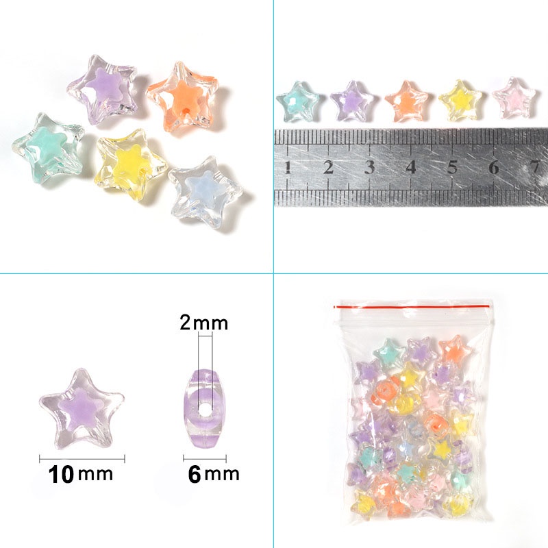 Set 30 hạt ngôi sao nhựa acrylic 10mm dành cho làm đồ trang sức thủ công