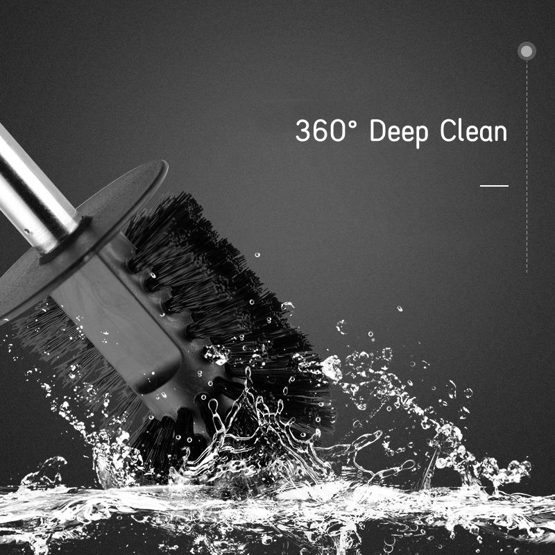 Bộ Bàn Chải Vệ Sinh Toilet Tay Cầm Dài Bằng Thép Không Gỉ Mềm Mại Tiện Dụng