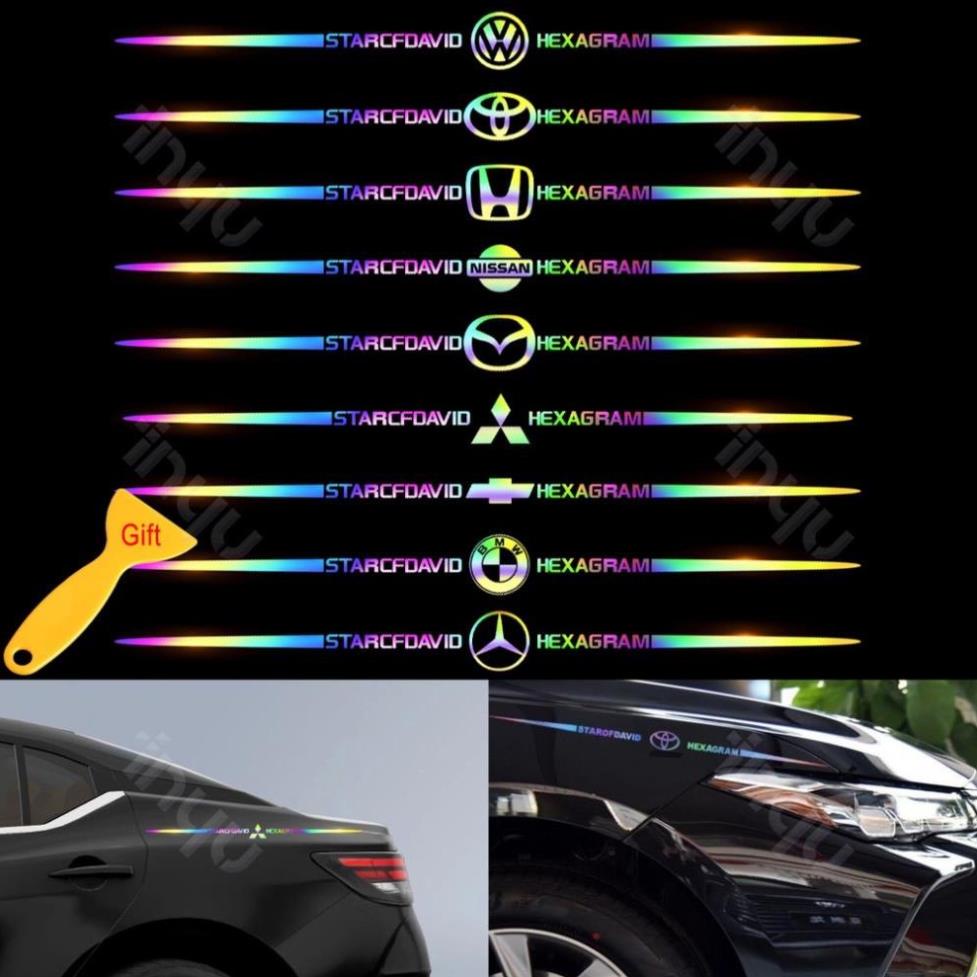 Tem Decal Dán Trang Trí Xe Ô Tô Laser Phản Quang Biểu Tượng "STARCFDAVID - Logo Hãng Xe - HEXAGRAM" [Hàng Loại Đẹp]