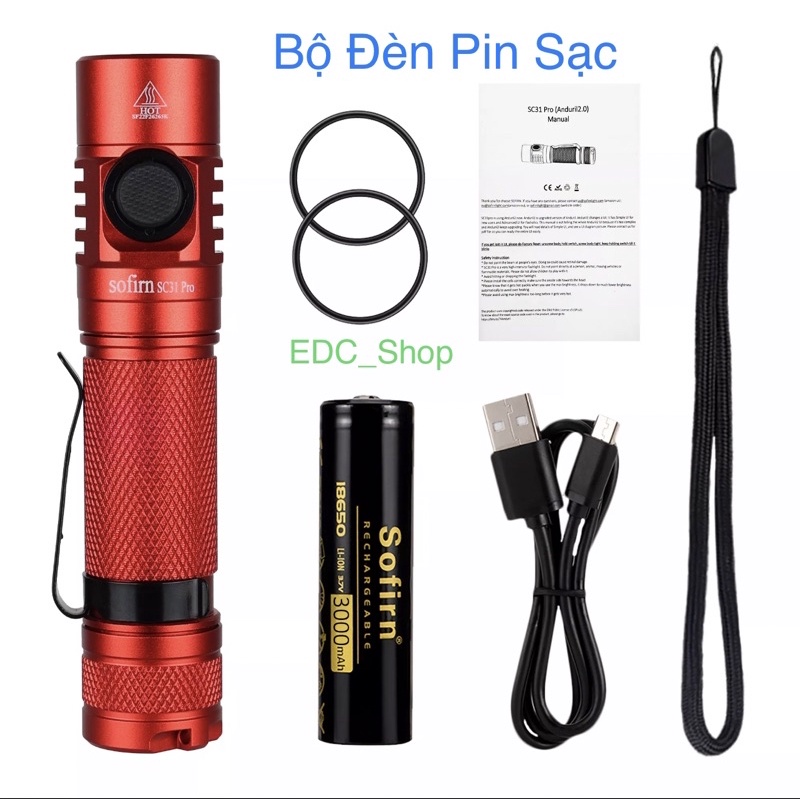 Sofirn SC31 Pro 2000 Lumen SST40 Đèn Pin Led Siêu Sáng Anduril UI Sạc Thân Type-C Nhiều Chế Độ Nhỏ Gọn Tiện Dụng