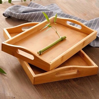 Khay gỗ tre ghép đựng trà đạo, đựng thức ăn hình chữ nhật cao cấp