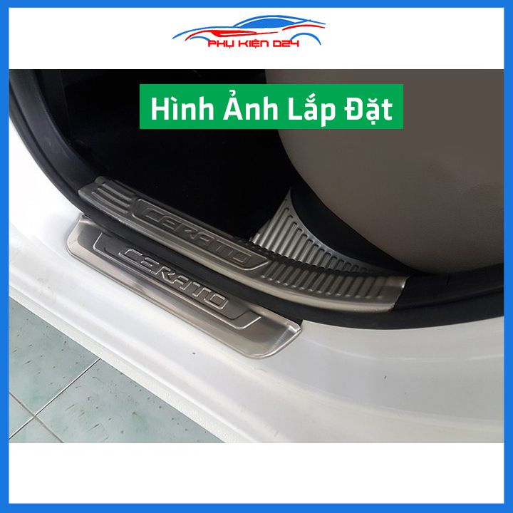 Bộ ốp bậc cửa trong ngoài nẹp bước chân Cerato 2019-2020-2021-2022 Inox chống trầy trang trí xe