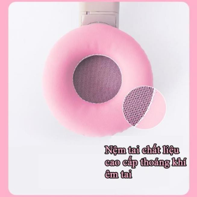 Tai Nghe Mèo Bluetooth, Headphone Tai Mèo Dễ Thương Có Mic,Âm Bass Mạnh Mẽ Và Dung Lượng Pin Khủng 400mAh BH 12 Tháng }