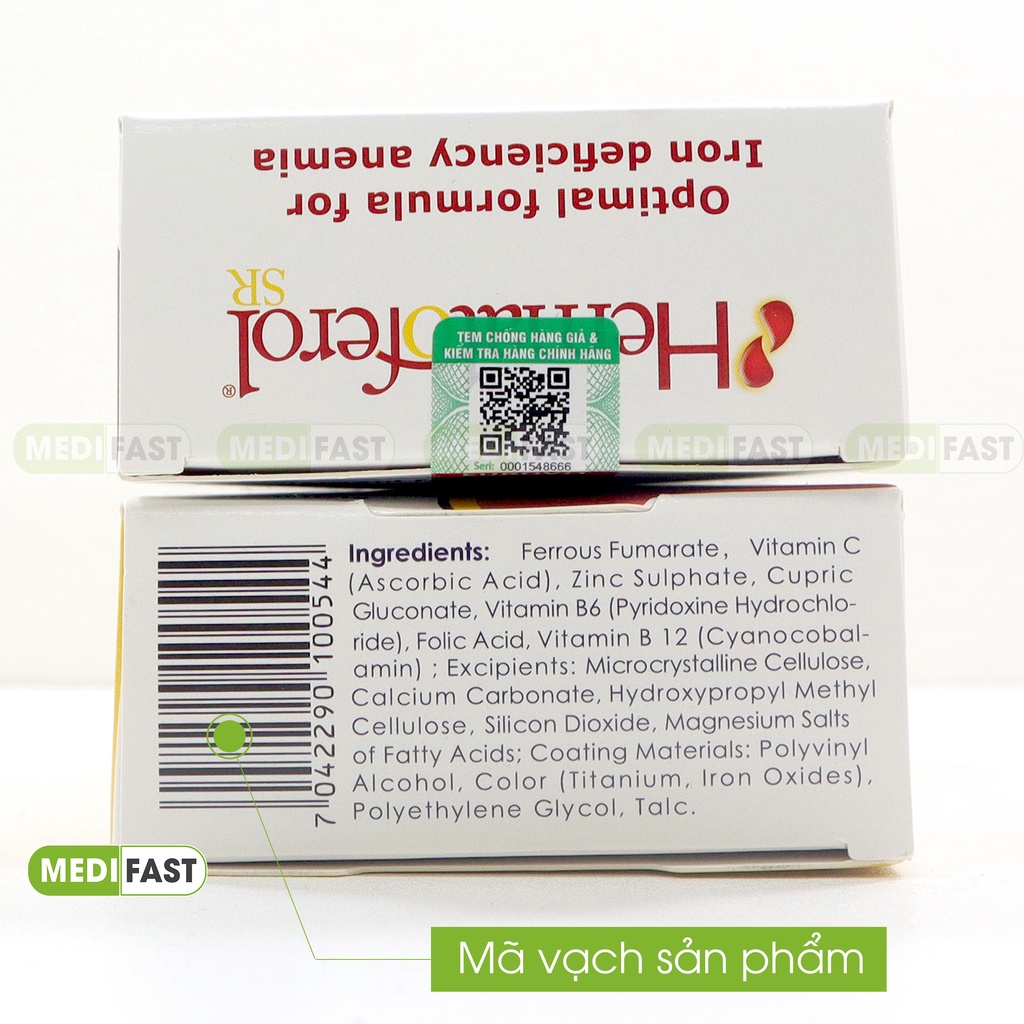 Bổ sung sắt hữu cơ Hematoferol, Vitamin B, acid folic cho cả mẹ và bé, giúp tái tạo hồng cầu Nhập khẩu Châu Âu - Hộp 30v