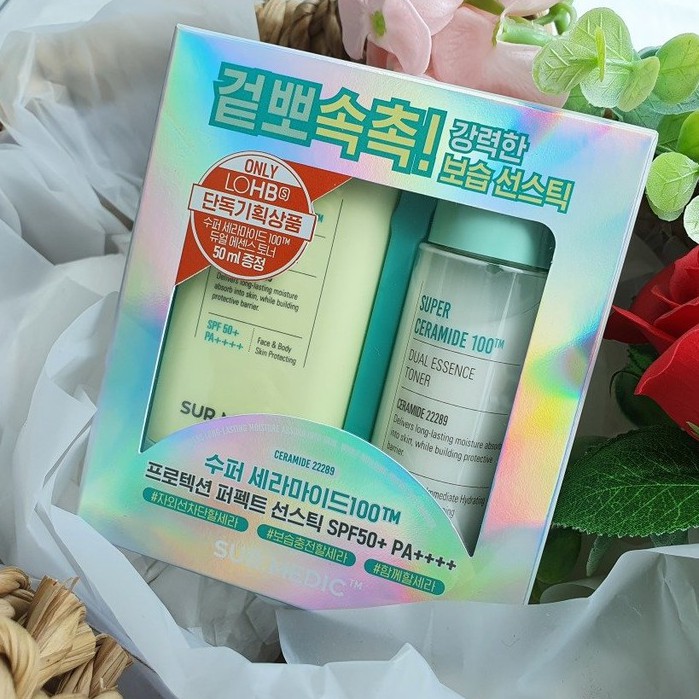 Set Chống Nắng &amp; Toner Dưỡng Ẩm Da Sur.Medic Super Ceramide 100™ (Sun Stick 20g + Toner 50ml)