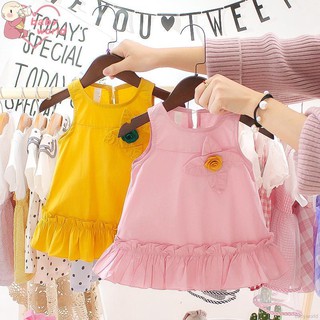 Đầm không tay làm từ vải cotton dễ thương cho bé gái 0-3 tuổi