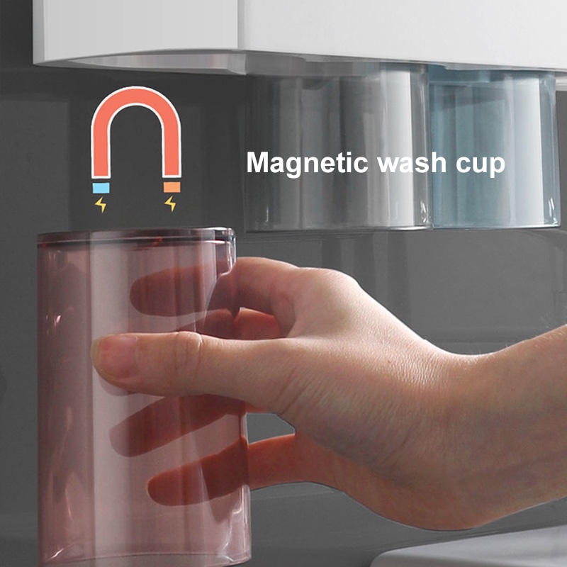 Only HOUSE Giá Đỡ Bàn Chải Đánh Răng Hít Nam Châm Đa Năng Có Ngăn Đựng Bàn Chải Đánh Răng