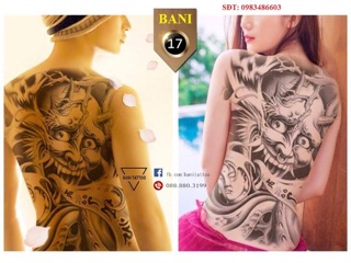 Xăm dán full lưng cô gái thổi sáo 24