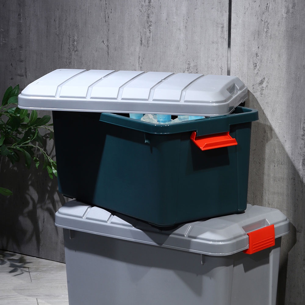 HomeBase STACKO thùng đựng đồ 60L bằng nhựa có nắp VIRA Thái Lan W61xD37xH33cm màu xanh lá
