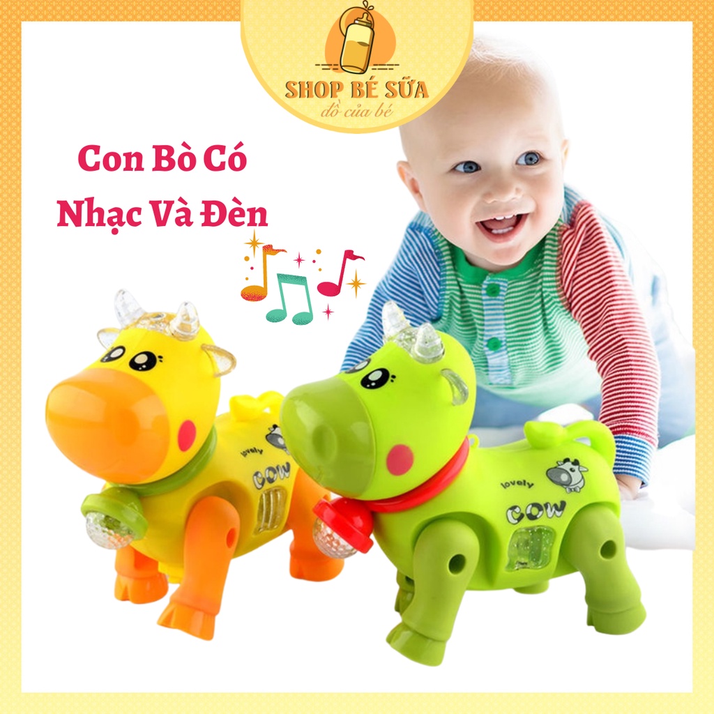 Đồ Chơi Con Bò Biết Đi Có Nhạc Và Đèn Cho Bé, Đồ Chơi Phát Nhạc Cho Trẻ ( Có Dây Dắt Đi Dạo )