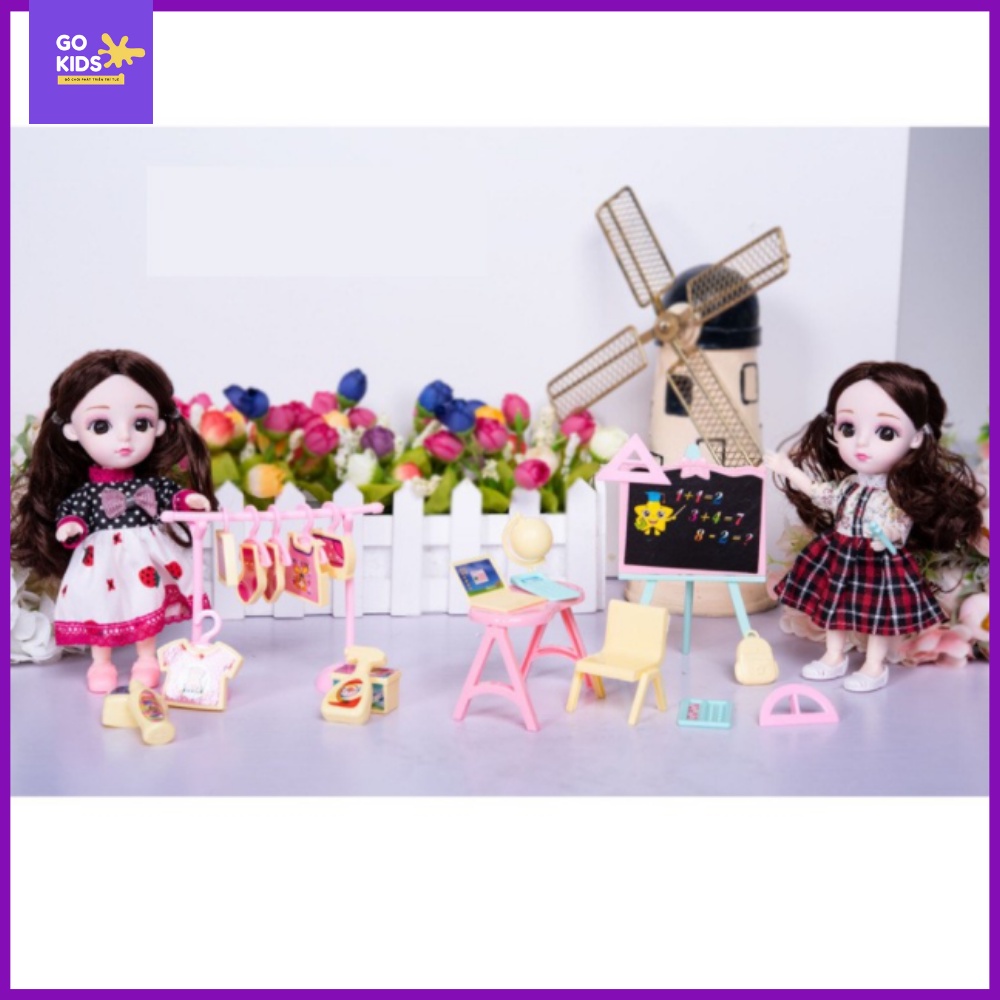 Bộ đồ chơi búp bê chibi học toán, búp bê chibi làm việc nhà cực đáng yêu cho bé gái (ảnh thật)