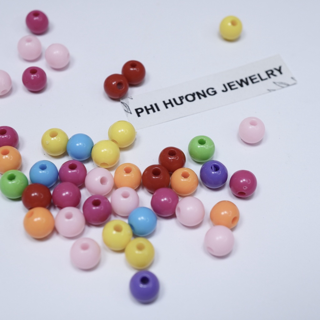 Túi 10-25gr hạt cườm nhựa xỏ vòng tay, làm trang sức, nhiều hình dạng nhiều màu