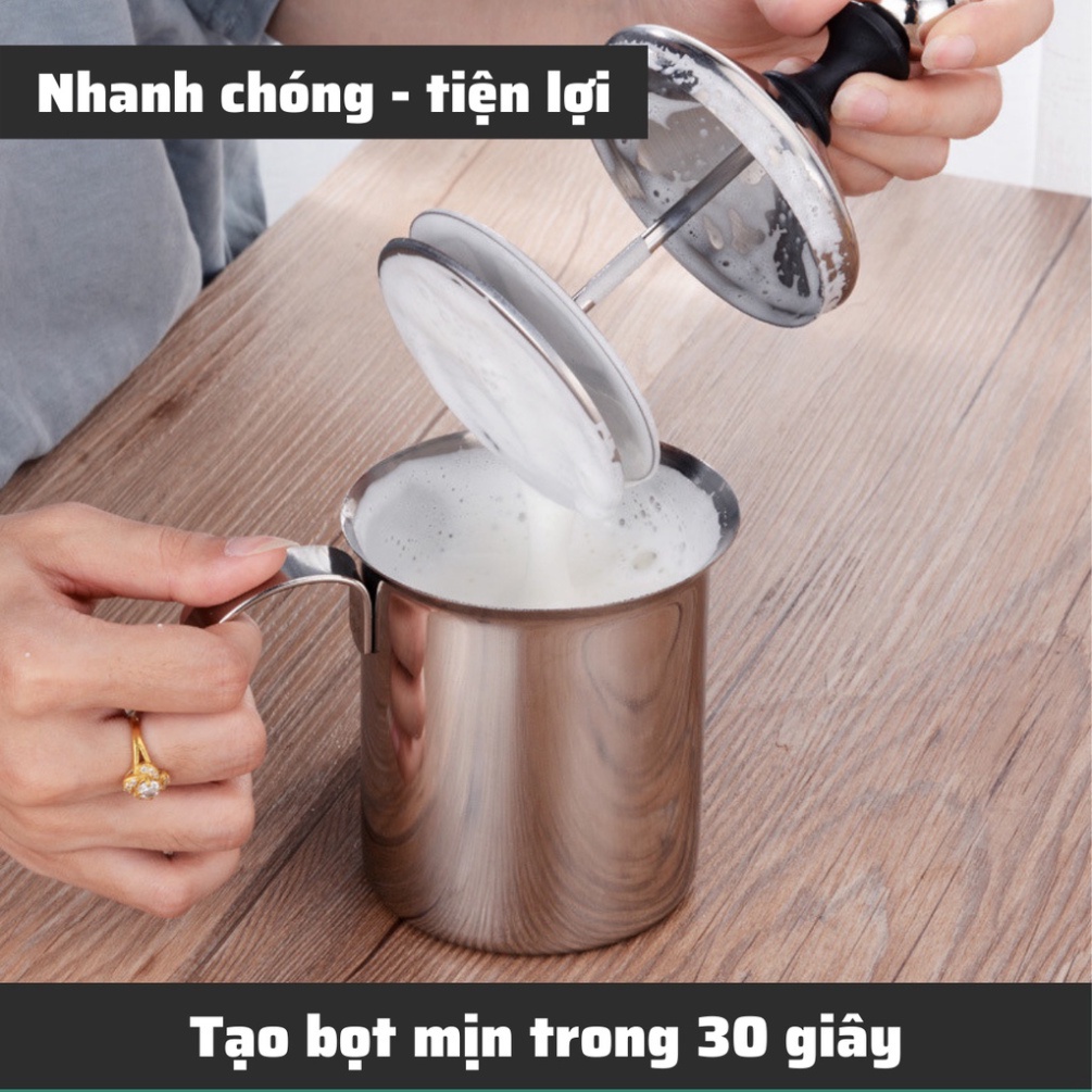 Ca đánh sữa lạnh Inox 304 Có Nắp cao cấp dung tích 400-800ml pha latte đổ hình nghệ thuật cà phê Espresso tạo bọt