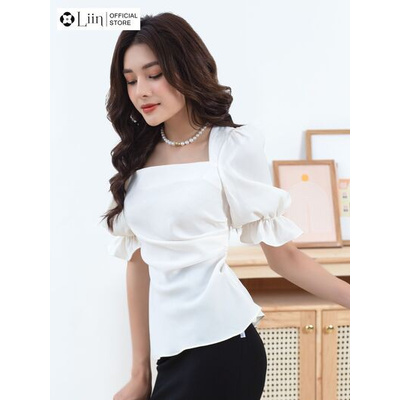 Áo kiểu nữ Cổ Queen Nhún Sườn ôm eo cách điệu tôn dáng kết hợp tay bồng xinh xắn Liin Clothing SM3088