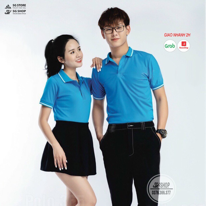 Áo thun có cổ - Màu thiên thanh - Thun mè mát mẻ, ngắn tay, co giãn 2 chiều, đủ size | SGSTORE1 Áo thun giá sỉ