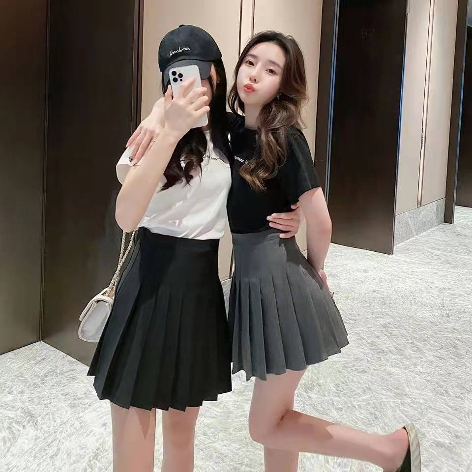 Chân Váy Ngắn Màu Đen Lưng Cao Thiết Kế Xếp Ly Cỡ Lớn Thời Trang Trẻ Trung Cho Nữ