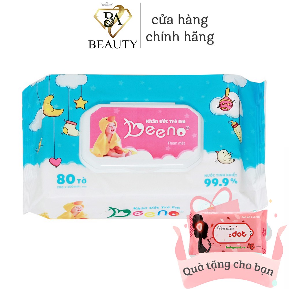 Combo 3 khăn giấy ướt Beeno thân thiện với da bé, khăn ướt dành cho bé không gây kích ứng