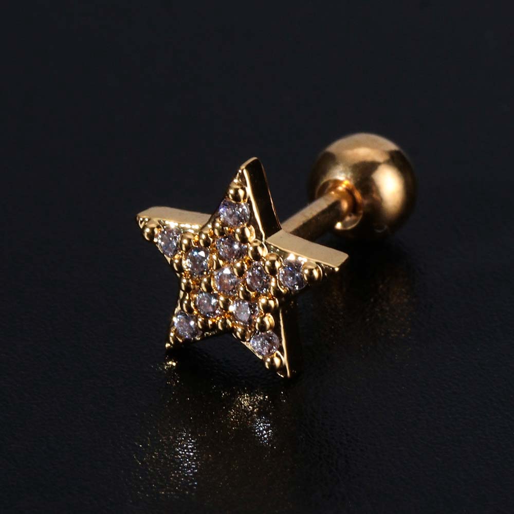Khuyên Tai Hình Mặt Trăng Và Ngôi Sao Đính Đá Zircon