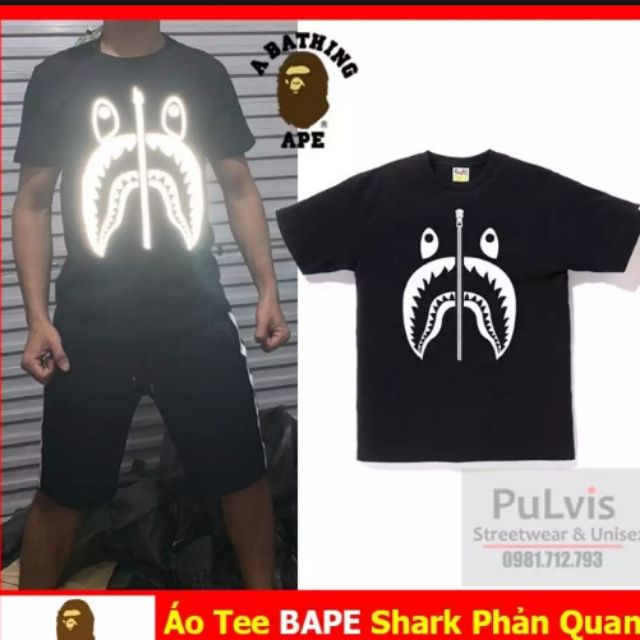 [shop yêu thích] ÁO THUN BAPE CÁ MẬP PHẢN QUANG SIÊU RẺ (UNISEX)
