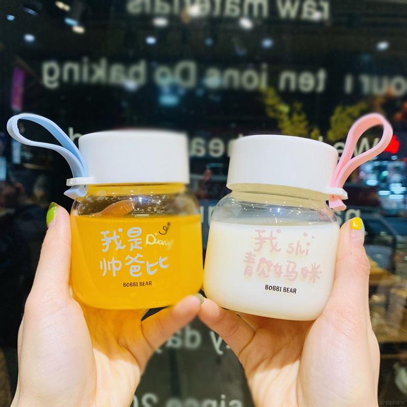 Cốc nước thủy tinh chủ đề gấu dễ thương dung tích 200ml