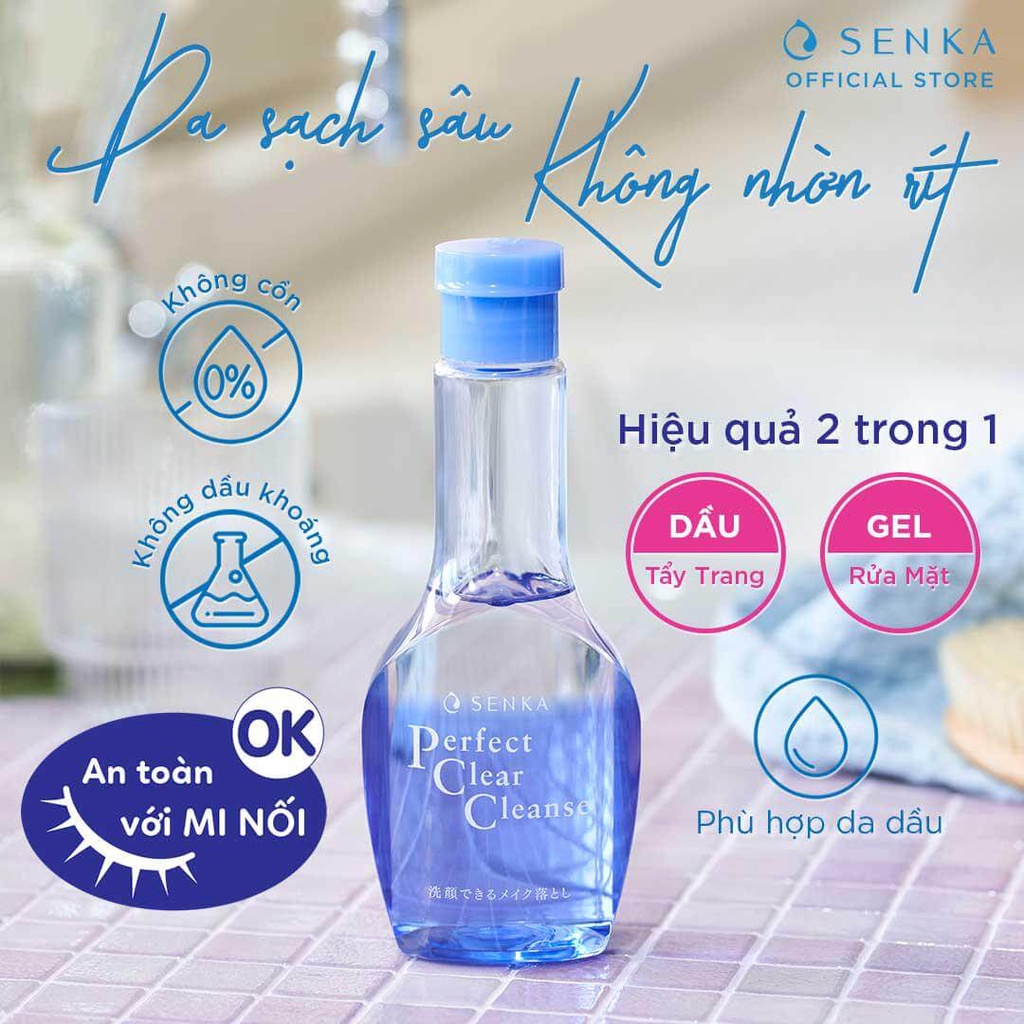 [DATE 18/08/2023] Gel rửa mặt và tẩy trang 2 trong 1 Senka Perfect Clear Cleanse fullsize 170ml (Nhật Bản)